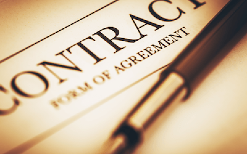 Contract management - picture of a contract.