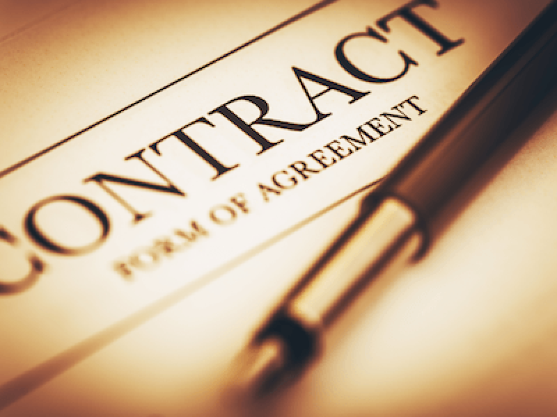Contract management - picture of a contract.